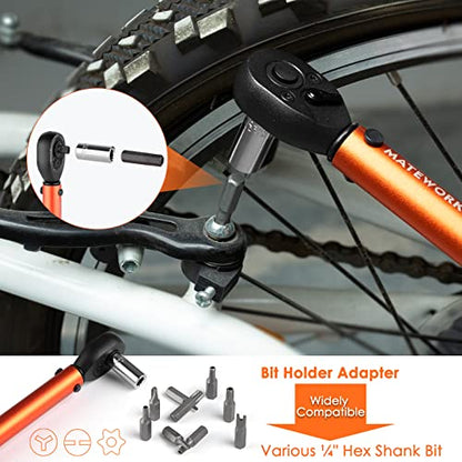 1/4 Inch Drive Click Torque Wrench, 27 PCS Bike Torque Wrench Set Double Scale (1-25Nm/8.9-221.3lb.in), 0.1Nm High Precision with Bit Sockets, 3/8 Adapter, Extension Bar, for Bicycle Maintenance - size: 1/4-inch (27pcs, 1-25 nm/8.9-221.3 lb.in)