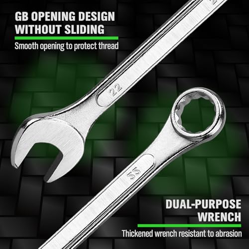 30-Piece Combination Wrench Set, Metric (6mm-24mm) & SAE (1''-1/4"), Standard Spanner Wrench Set, Mechanic Tool Sets with Rolling Pouch, Open End Wrenches for Household, Garage, Workshop, Auto Repairs - style: 30PCS Metric&SAE