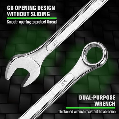 19-Piece Metric Combination Wrench Set, 6-24mm Standard Spanner Wrench Set, Mechanic Tool Sets with Rolling Pouch, Open End Wrenches for Household, Garage, Workshop, Auto Repairs - style: 19pcs Metric Combination