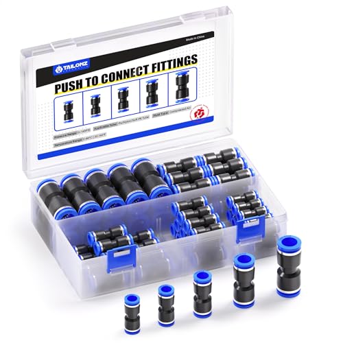 TAILONZ PNEUMATIC Straight Push Connectors Plastic Quick Release Connectors Air Line Fittings for 6 8 10 12 14 Tube (50 pcs) - size: 1/4''OD/5/16''OD/3/8''OD/1/2''OD/9/16''OD, style: 50PCS