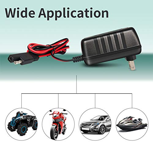 Trickle Battery Charger Maintainer, 12V / 6V Automatic Smart Battery Charger for Automotive Car Motorcycle Lawn Mower Marine Boat RV ATVs Sealed Lead Acid Battery