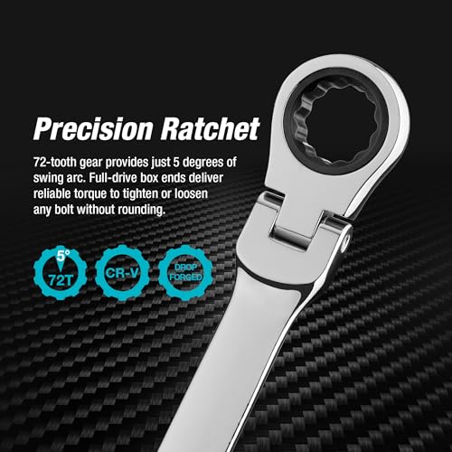 DURATECH 16 * 18 mm Extra Long Flex-Head Ratcheting Wrench, Metric, CR-V Steel - size: 16*18mm