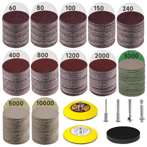 308 PCS 3 Inch Wet Dry Sanding Discs 60-10000 Grit Hook and Loop Sandpaper | Headlight Restoration Kit Drill Sanding Attachment Polishing Kit with Rotary Tools for Auto Metal Glass Resin Wood Jewelry - color: 3 Inch Sanding Discs