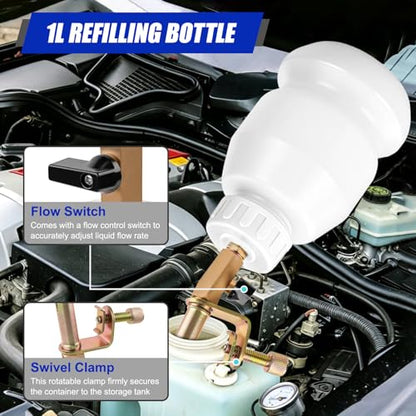 3L Vacuum Brake Bleeder Pump Kit, 1L Refilling Bottle & Adapters for Automotive Bleeding, One-Person Operation Brake Bleeder Kit