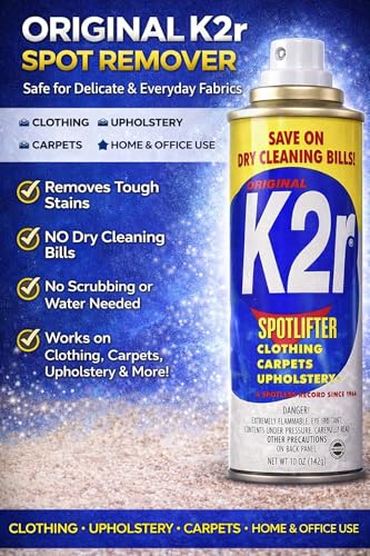 K2R SpotLifter Spot Remover Spray – Quick-Drying Stain Remover for Clothing, Carpets, Upholstery & Wallpaper – Built-In Brush Cap for No-Mess Touch-Ups – 10oz (3, 1) - size: 10 Fl Oz (Pack of 3)
