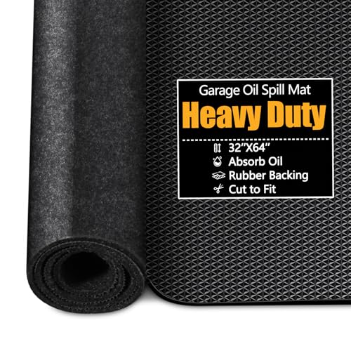 Garage Floor Mat, 32" x 64" Oil Spill Mat for Under Car, Heavy Duty Garage Mat with Rubber Backing, Absorbent Pads for All Types of Spills, Durable, Reusable - size: 32" x 64"
