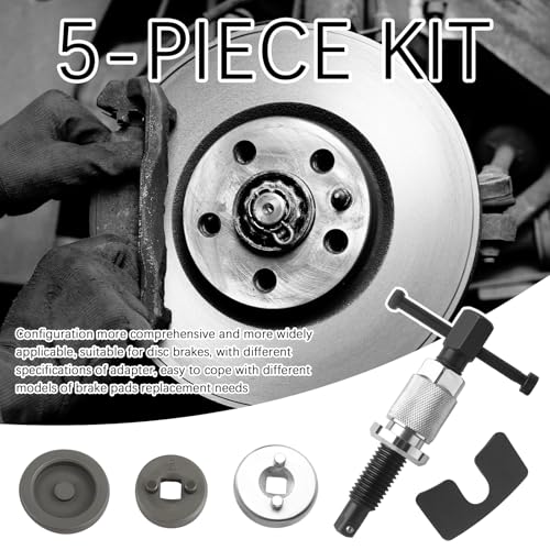 Brake Caliper Compression Tool Kit,5PCS with Adapters for Cars/Trucks | Heavy Duty Caliper Piston Compressor,Brake Pad Replacement Tool,Chrome-Plated Steel,Rust-Proof,for Cars/Trucks