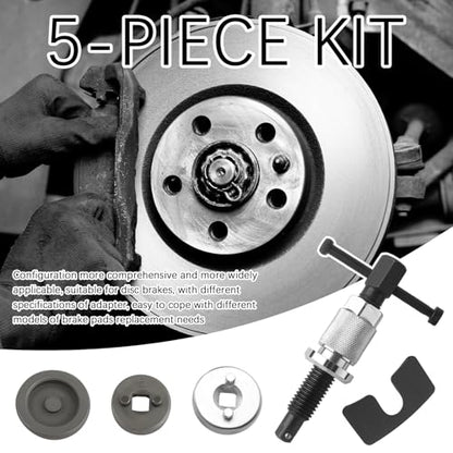 Brake Caliper Compression Tool Kit,5PCS with Adapters for Cars/Trucks | Heavy Duty Caliper Piston Compressor,Brake Pad Replacement Tool,Chrome-Plated Steel,Rust-Proof,for Cars/Trucks