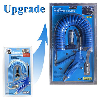 Beduan Air Blow Gun Kit with 16ft Long Pneumatic Pu Hose, Heavy Duty Air Duster Gun for Air Compressor - size: 1/4"-16ft Tube(Blue)