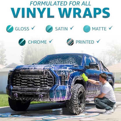 Rev Auto Vinyl Wrap Car Wash Soap Kit - Includes 64oz Car Wash Soap For Vinyl Wrap & Microfiber Wash Mitt | Works in Foam Cannon & Bucket Washes | pH-Balanced, Safe For All Finishes - size: 64 Fl Oz (Pack of 1)