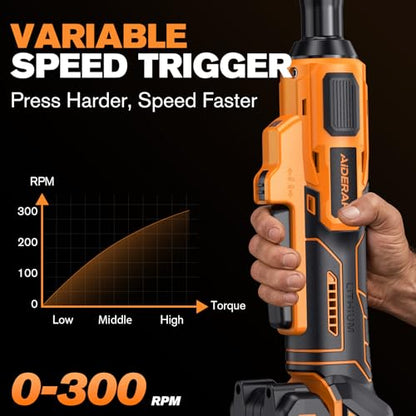 20V Brushless Cordless Ratchet Wrench 3/8", 67Ft-Lbs/ 90Nm Max Fastening Torque, 2x 2Ah Battery, 300RPM, Power Electric Ratchet Driver for Makita Battery, Set with 8 Sockets, 1/2"& 1/4"Adapter