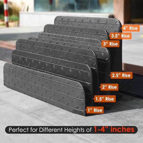 1" - 4" Rise Height Heavy-Duty Rubber Threshold Ramps, Cuttable Entrance Doorway Ramp, Non-Slip Curb Ramps, Loading Ramps for Wheelchair Scooter Car Outdoor Indoor (2" Rise) - size: 2" Rise