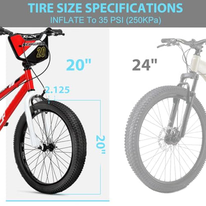 Hycline 2-Pack Mountain Bike Tires Set: 20/24/26/27.5-inch Folding Replacement High-Performance Wear-Resistant Bicycle Tires and Pair Inner Tubes with Tire Levers for MTB Off-Road Bike - color: 20x2.125-30TPI
