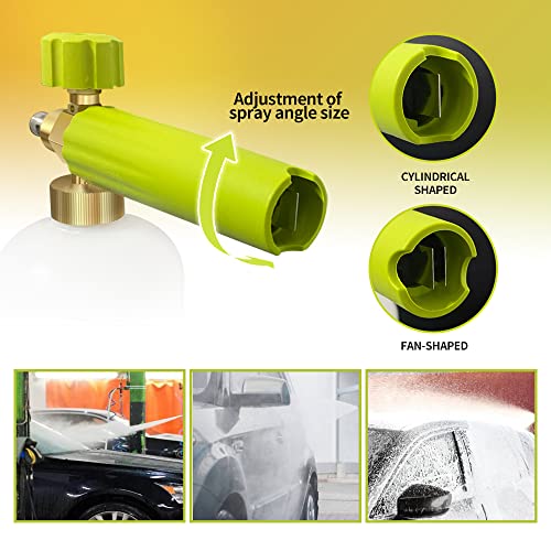 ESP Foam Cannon Snow Foam Lance Pressure Power Jet Washer Quick Release Adjustable Nozzle with 1 Liter Bottle Washing Mitts 1 Towel - color: Green