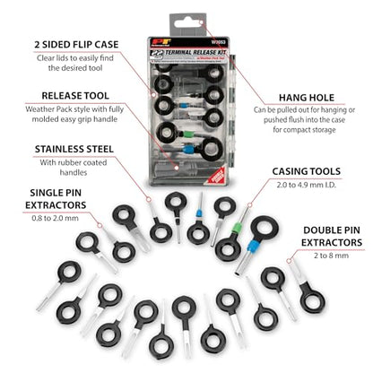 Performance Tool W9053 22 pc. Quick Release Terminal Release Kit With Weather Pack Tool & 2 Sided Flip Storage Case - style: 22pc Terminal Release Kit