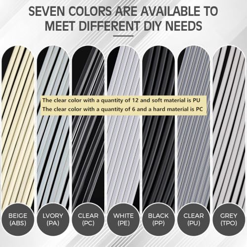 78 Pieces Plastic Welding Rods, 1/8 Inch Diameter (3mm) Round Sticks, PU PP ABS PE TPO PA PC 7 Types of Plastic Welding Repair Rods Strips Kit for Car Bumpers Daily Repair, 7.9 Inch