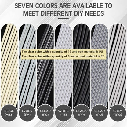 78 Pieces Plastic Welding Rods, 1/8 Inch Diameter (3mm) Round Sticks, PU PP ABS PE TPO PA PC 7 Types of Plastic Welding Repair Rods Strips Kit for Car Bumpers Daily Repair, 7.9 Inch