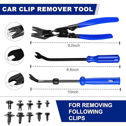 10 Pcs Car Trim Removal Tool Kit with Non-Scratch Plastic Pry Tool and Auto Clip Pliers, Automotive Car Trim Rivet Clip Removal Tool for Door Panel Dashboard Body Repair Kit -Blue | High-strength impact-resistant nylon material,Suitable for automotive int