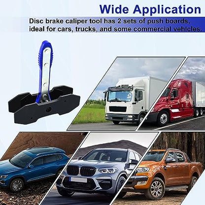 JoyFans Brake Caliper Compression Tool Set, Automotive Quad Disc Pistion Ratchet Ratcheting Press Tool, Car Brake Pads Retractor Compressor with 4PCS Spreader Plates for Brake Pump Adjustment - color: Blue Handle