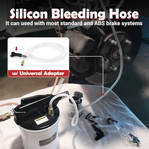 2L Brake Bleeder Vacuum Pump Kit with 1L Refilling Bottle and 2 Silicon Bleed Hoses,Pneumatic Brake Fluid Extractor Suitable for Most Brake Mast Cylinder - size: 2L
