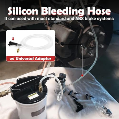 2L Brake Bleeder Vacuum Pump Kit with 1L Refilling Bottle and 2 Silicon Bleed Hoses,Pneumatic Brake Fluid Extractor Suitable for Most Brake Mast Cylinder - size: 2L