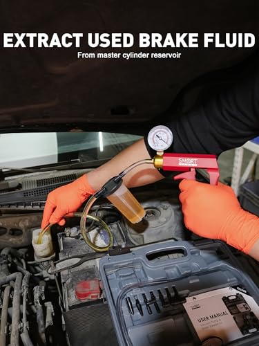 SMART JERRY Brake Bleeder Kit with Hand Vacuum Pump, 2026 Quality Upgraded | Power Steering Vacuum Bleeder, One Person Brake Fluid Pump for Brake Bleeding, Brake Bleed Pump with Pressure Gauge