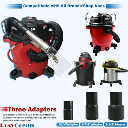 Extractor Hose Wand Kit w/ 3 Size Vacuum Adapters | Complete hose & hand wand set，Three conversion adapters，Compatible with all workshop vacuums - size: Small A with Spray Nozzle & Water Hose