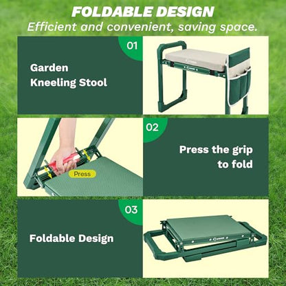 Saker Garden Kneeler and Seat Foldable Gardening Stool with Extendable Legs & Thickened Pad, Tool/Storage Bag, Heavy Duty 400lbs Support for Elderly, Gardening, Outdoor Use - size: Luxury version