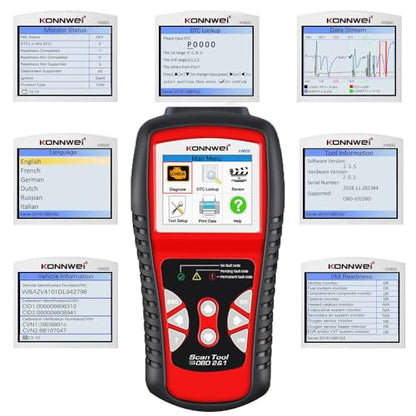 KONNWEI KW830 OBD2 Scanner Diagnostic Tool, Check Engine Light Reset, Live Data Stream, Emission Test, Battery Health Detection, Fault Code Reader, OBDII Scan Tool for for All Cars & Trucks After 1996