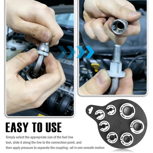 1/4" - 7/8" Fuel Line Disconnect Tool Set with 7 Standard Sizes,Plastic Air Conditioning and Fuel Line Removal Tool,Multifunctional Quick Disconnect Tools for Auto AC/Gas