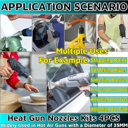 Heat Gun Nozzles Kit 4 Pcs，35mm Bottom Soldering Gun Kit Soldering Accessories Heat Gun Attachments Stainless Steel Reflector Heat Resisting for Most Hot Air Gun Soldering Station Nozzle Tool