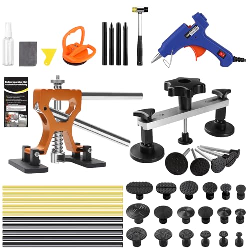 Paintless Dent Repair Kit for Car, PDR Dent Removal Tools with Dent Lifter & Pro Dent Puller Tabs, Auto Body Dent Puller for Car Dent Repair, Hail Damage Repair - color: Yellow