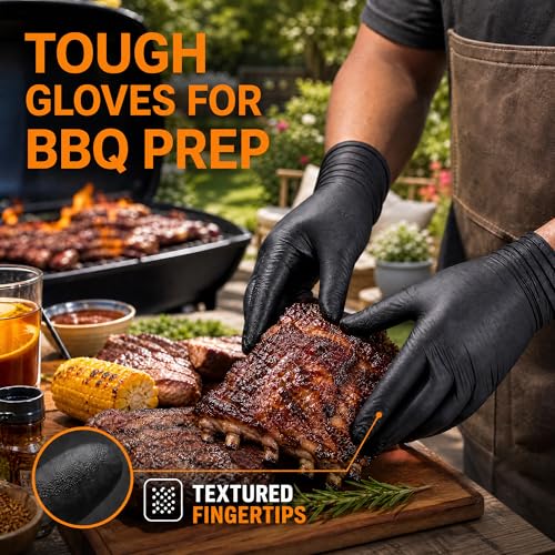 HEAVY DUTY 7 Mil Nitrile Black Gloves Disposable Latex Free Rubber Latex Cleaning Mechanic Food Prep Gloves 1000PCs - size: X-Large