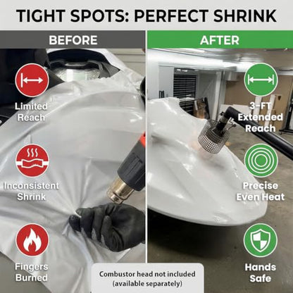 Dr. Shrink DS-RS-EXT 3' Extension for Rapid Shrink Heat Gun, Compatible Only with RS100 Heat Tool, Ideal for Shrink Wrapping, Durable and Easy to Use, Combustor Not Included