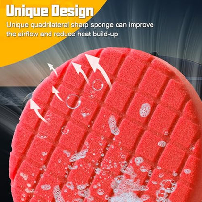 Foam Buffing Pads 6.5 Inch, 3Pcs Red Waxing Polishing Pad Set for Car Paint Gloss, Sealing Glaze and Detailing - color: Red, size: 6.5 - Inch