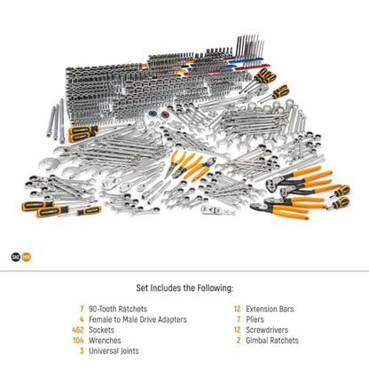 GEARWRENCH 614 Piece Master Mechanics Hand Tool Set with Premium Modular foam Trays and Mobile Work Station | MEGAMODMRO - style: 614 Piece