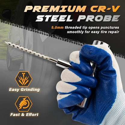 Flat Tire Repair Kit, Tubeless Tire Repair Kit, 32 PCS Car Tire Patch Kit for Cars, Motorcycles, ATVs, Tractors, Lawn Mowers, RVs, Jeeps, Trucks, SUVs and Trailers