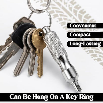 2Pcs Valve Stem Removal Tool, Stainless Steel Motorcycle Keychain, Valve Stem Puller Remover Core Tire Valves Stem Tool Portable Repair Accessories for Car Bicycle Motorcycle Repair Install