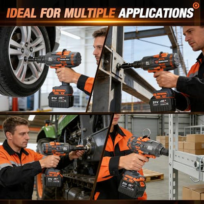 3/4 Cordless Impact Wrench 1475Ft-lbs (2000N.m) High Torque Impact Gun, 21V Power Impact Driver, 2 * 4500mAh Battery, 3 Sockets, Brushless Motor Variable Speeds for Home/Car/Truck RV/Mower - size: 2000N.m