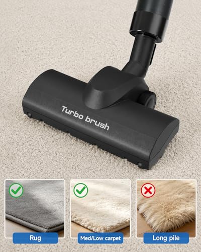 Turbo Brush Floor Attachment for Shop Vac Wet Dry Vacuum Cleaners, Universal Fit with 1-1/4" 1-3/8" 1-7/8" 2-1/2" Adapters, Black, 10.6 Inch Wide
