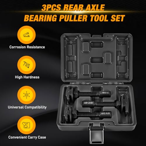 GOOACC 3PCS Rear Axle Bearing Puller Set, Axle Bearing Puller Removal Tool Kit with 3 Sizes 1" to 1-7/8", 1-5/16" to 2-3/8" & 1-3/8" to 2-7/8" Axle Wheel Bearing Removal Tools for Axles Bearings Black - color: 3pc Rear Axle Bearing Puller Black