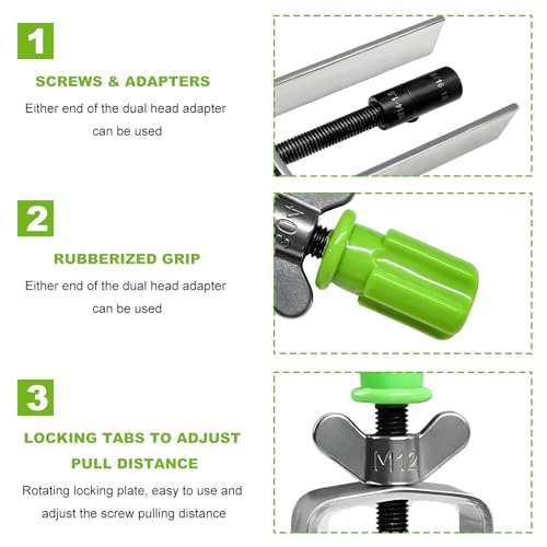 Steering Wheel Lock Plate Remover, Steel Lock Plate Removal Tool with 9/16''-18 Reversible Adapter, Wheel Compressor Puller Tool Snap Ring Remover for Most Vehicles
