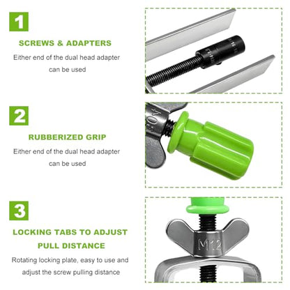 Steering Wheel Lock Plate Remover, Steel Lock Plate Removal Tool with 9/16''-18 Reversible Adapter, Wheel Compressor Puller Tool Snap Ring Remover for Most Vehicles