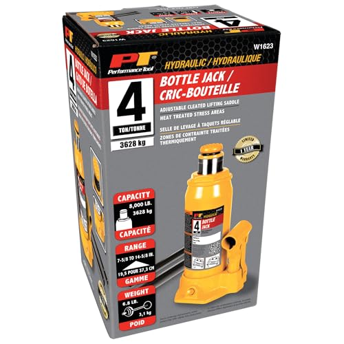 Performance Tool W1623 4-Ton (8,000 lbs.) Heavy Duty Hydraulic Bottle Jack - size: 4-Ton