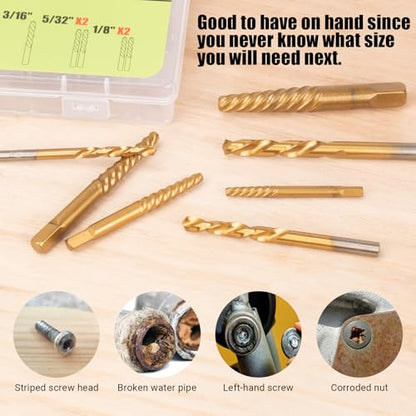 Screw Extractor Set, 14PCS Left-Hand Drill Bit Set, Stripped Screw Extractor Set, Easy Out Bolt Extractor Kit for Removing Damaged Screws, Broken Bolts, Studs - size: 14 Pieces