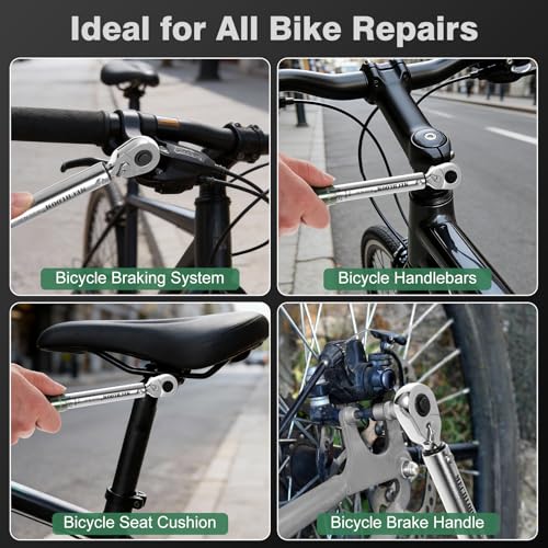 Bicycle Torque Wrench Set, 1/4-Inch, 5–25 Nm, 15-Piece Kit | Click wrench with torque control in both directions, 0.25 Nm increments, 4-inch extension, 13 bits and case.