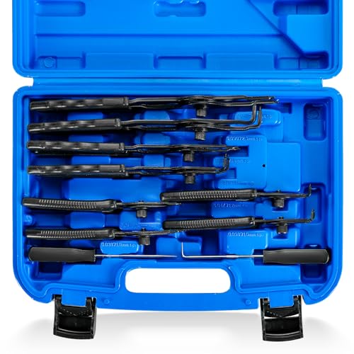 11PCS Snap Ring Plier Set | Internal & External Circlip Removal Tools with Bent & Straight Pliers Hook Pick for Automotive, Motorcycles with Storage Case - color: Blue