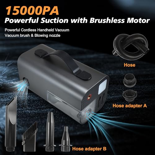 160PSI Tire Inflator Portable 2000A Car Jump Starter,20000mAh | 15000PA Vacuum With Digital Pressure Gauge,Power Bank With Led Light,Suck&Blow Function,For Car,Bicycle,Balls