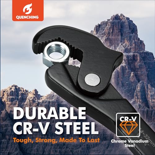 QUENCHING Self-Adjusting Crowfoot Wrench, 5–17mm (3/16”–11/16”), Slim Profile for Tight Spaces, Single Tool Alternative for Tight-Access Fasteners - size: 8" Dual Head Wrench
