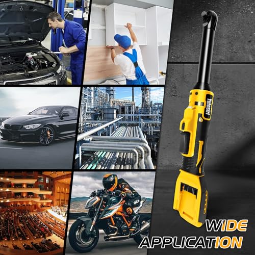 3/8" Cordless Extended Ratchet Wrench Compatible with Dewalt 20V Battery,Brushless Electric Ratchet Wrench Set with Variable Speed,8Pcs Sockets，1/4" Adapter & 6" Extension Bar (Tool Only)